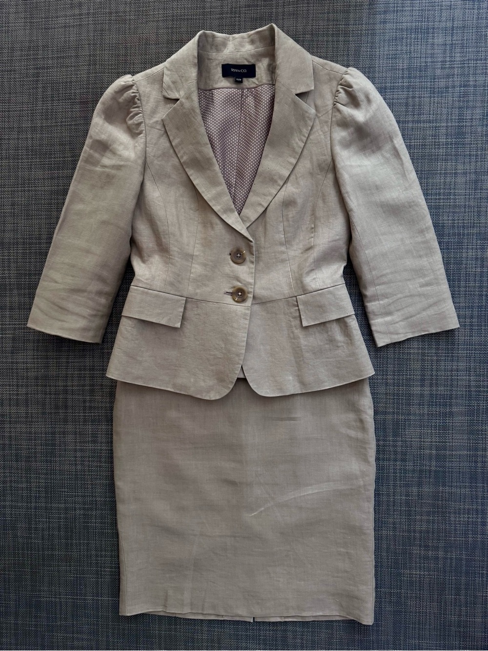 RW&CO 100% Linen Blazer and matching Skirt Size XP and 00